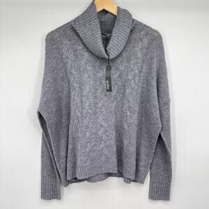 Griffen Cashmere Turtle Neck Wool Cashmere Blend Cableknit Sweater Women's L NWT